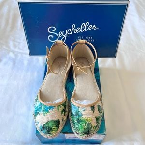 Seychelles - circle green floral raffia shoes